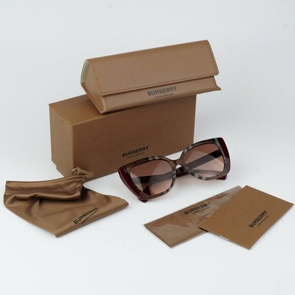 NEW Burberry BE4393 MERYL 405413 Check Bordeaux Gradient Women Sunglasses - Picture 9 of 10